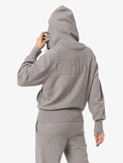 Shop Chloé Cashmere Logo Hoodie In Grey
