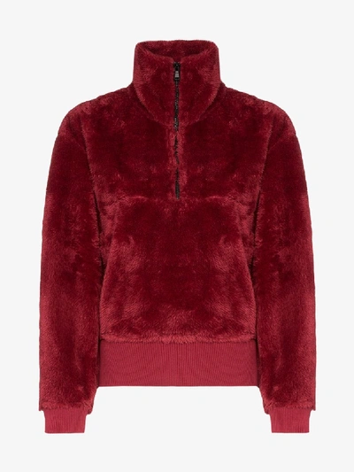 Shop Varley Duray Faux Fur Sweatshirt In Red