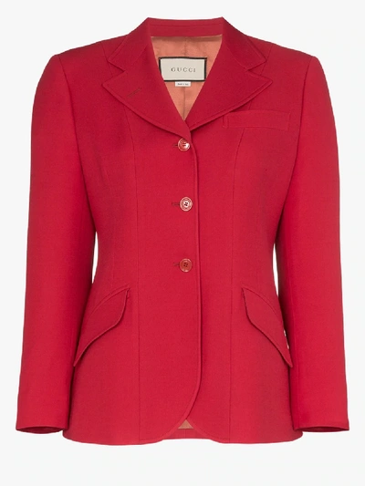 Shop Gucci Shrunken Fit Blazer In Red