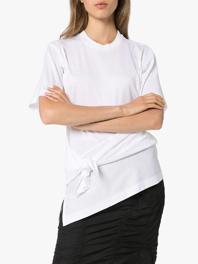 Shop Marques' Almeida Knotted Asymmetric T-shirt In White