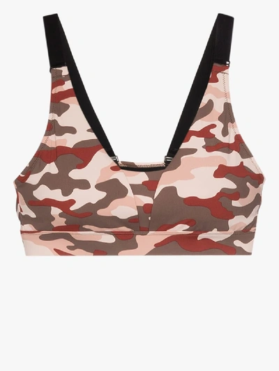 Shop Varley Bromley Camouflage Print Sports Bra In Pink