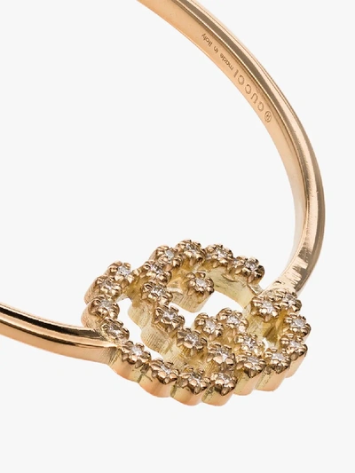 Shop Gucci 18k Yellow Gold Logo Hoop Diamond Earrings
