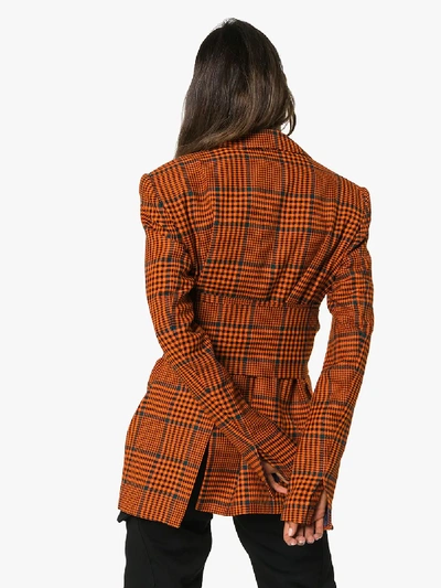 Shop House Of Holland Waist Tie Check Wool Blazer In Orange