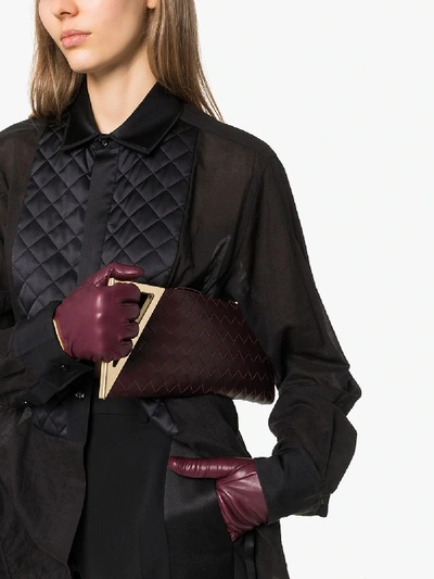 Shop Bottega Veneta Burgundy Intrecciato Leather Clutch Bag In Red