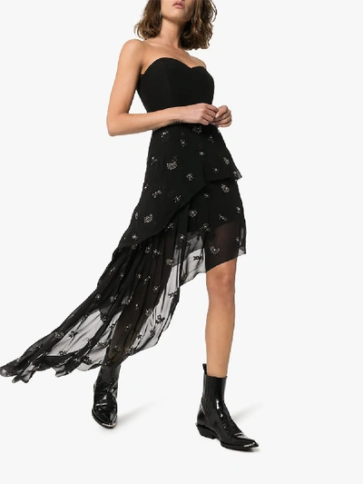 Shop Amiri Embellished Asymmetric Dress In Black