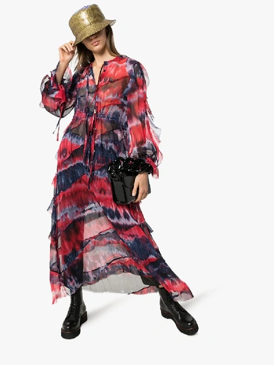 Shop Asai Tie-dye Tiered Maxi Dress In Purple