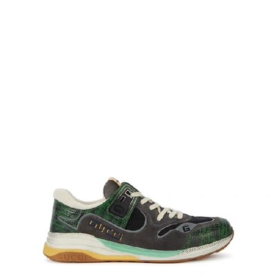 Shop Gucci Ultrapace Panelled Suede Sneakers In Green
