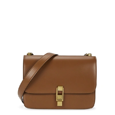 Shop Saint Laurent Carre Brown Leather Shoulder Bag In Tan