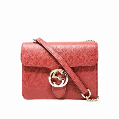 Pre-owned Gucci Interlocking Red Leather Handbags