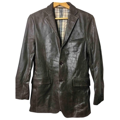 Pre-owned Burberry Brown Leather Jacket