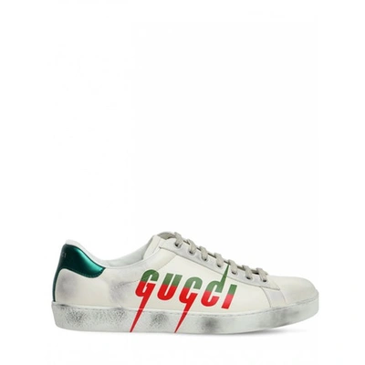 Pre-owned Gucci Ace White Leather Trainers