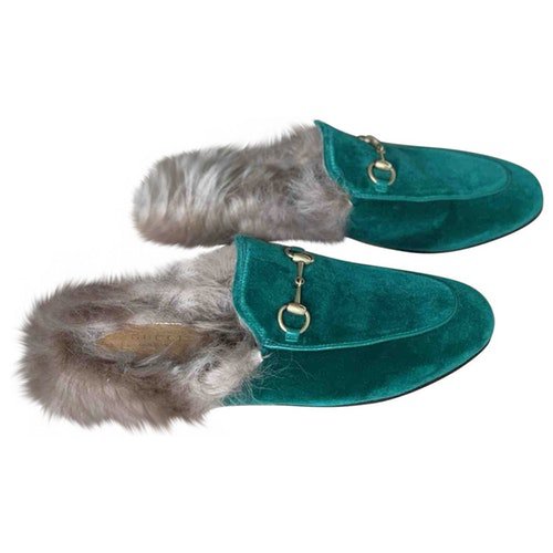 gucci princetown green velvet