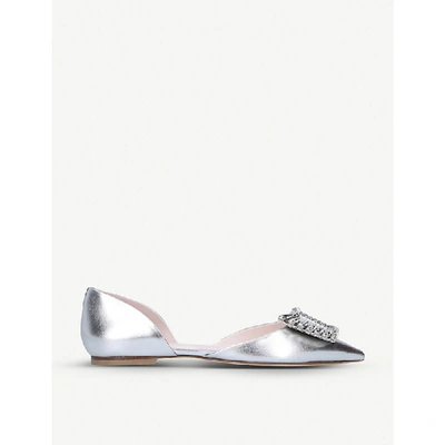 Shop Roger Vivier Dorsay Metallic Patent-leather Flats In Silver