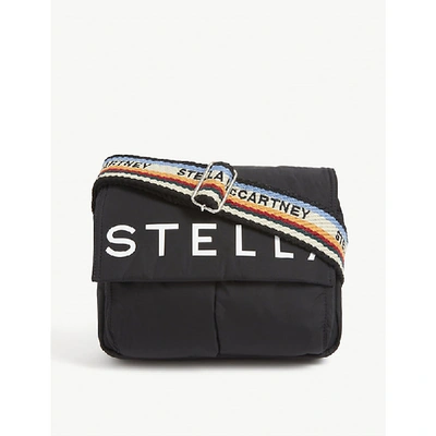 Shop Stella Mccartney Pufa Woven Crossbody Bag In Black