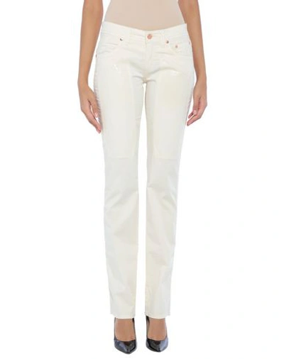 Shop Jeckerson Woman Pants Ivory Size 30 Cotton, Elastane, Polyester, Polyurethane In White