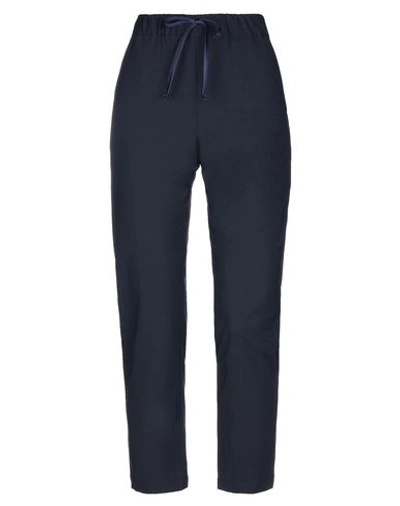 Shop Semicouture Casual Pants In Dark Blue