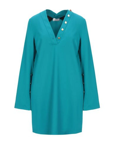 Shop Mauro Grifoni Short Dresses In Turquoise
