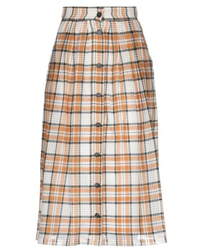 Shop Roberto Collina Woman Midi Skirt Brown Size L Cotton, Silk