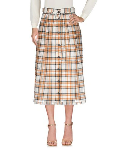 Shop Roberto Collina Woman Midi Skirt Brown Size L Cotton, Silk