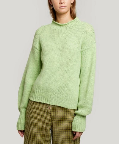 Shop Paloma Wool Noche Perkins High-neck Alpaca-blend Sweater In Green