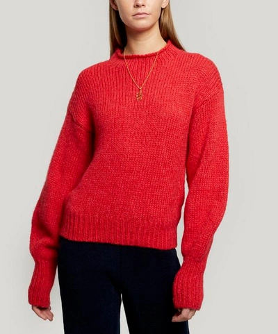 Shop Paloma Wool Noche Perkins High-neck Alpaca-blend Sweater In Red