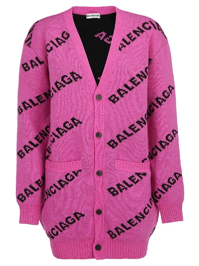 Shop Balenciaga Cardigan In Pink/black