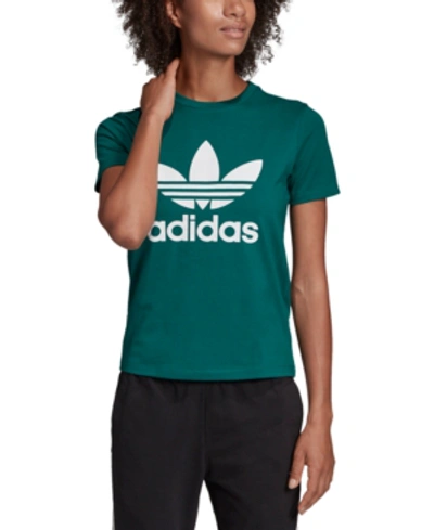 Shop Adidas Originals Adicolor Cotton Trefoil T-shirt In Noble Green