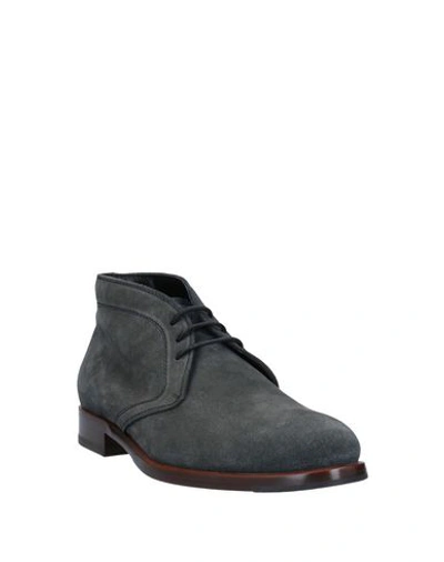 Shop Tod's Man Ankle Boots Lead Size 11 Soft Leather In Grey
