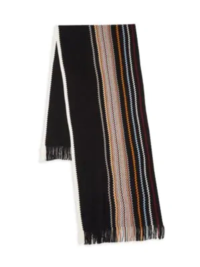 Shop Missoni Zigzag Stripe Scarf In Black