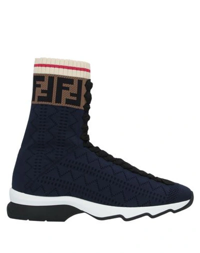 Shop Fendi Sneakers In Dark Blue