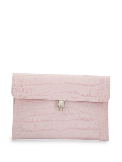 Shop Alexander Mcqueen Leather Card Holder In Pink