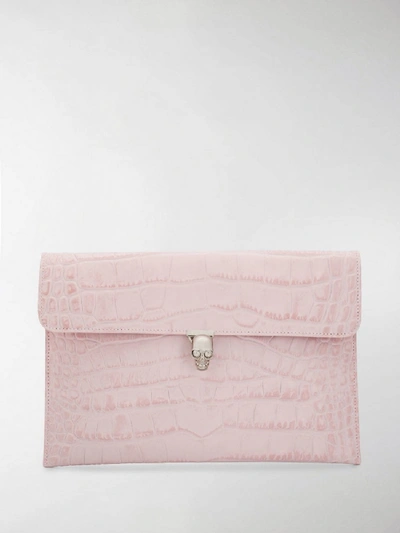 Shop Alexander Mcqueen Leather Card Holder In Pink