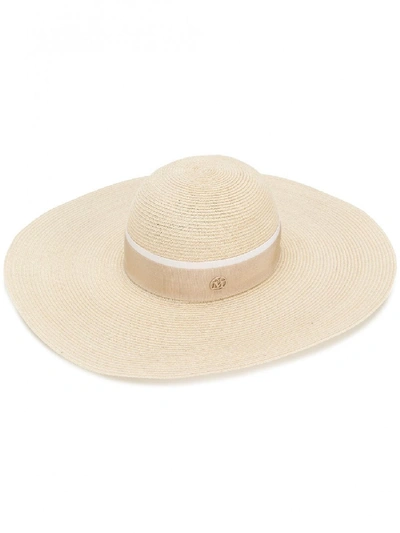 Shop Maison Michel Blanche Hat In Beige