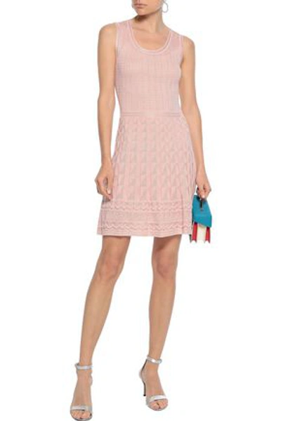 Shop M Missoni Woman Crochet-knit Wool-blend Mini Dress Pastel Pink
