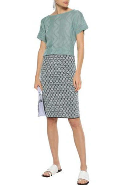 Shop M Missoni Jacquard And Crochet-knit Cotton-blend Top In Jade