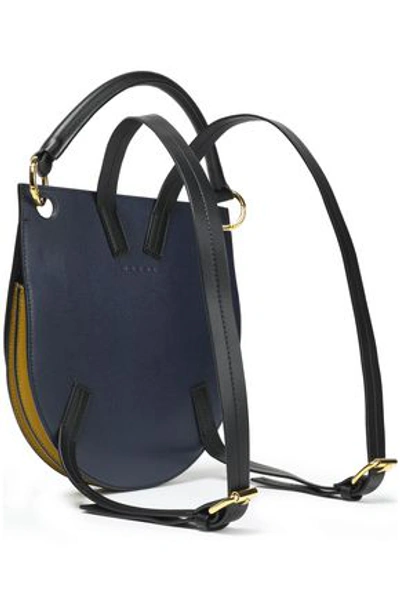 Shop Marni Two-tone Leather Backpack In Navy
