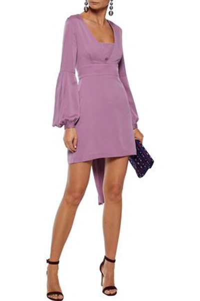 Shop Milly Woman Kayla Gathered Stretch-silk Mini Dress Lavender