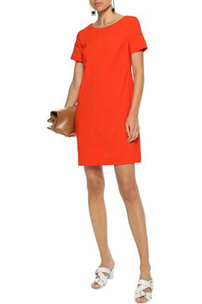 Shop Theory Crinkled Linen-blend Mini Dress In Bright Orange