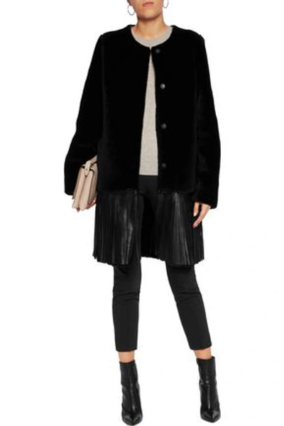 Shop Yves Salomon Woman Mid Coat Black