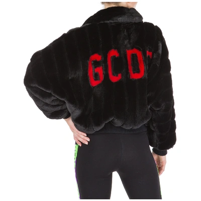 Shop Gcds Faux Fur Jacket Women  Widow In Black