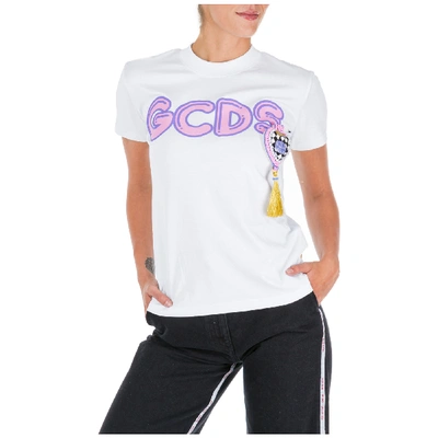 Shop Gcds Women's T-shirt Short Sleeve Crew Neck Round Polly Pocket In White