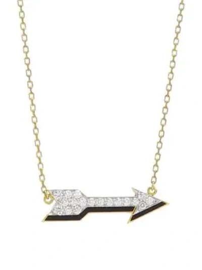 Shop David Webb Women's Motif 18k Yellow Gold, Black Enamel & Diamond Arrow Pendant Necklace