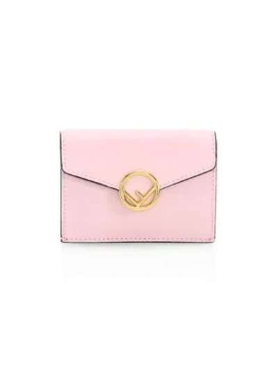 Shop Fendi Women's Small Tri-fold Leather Wallet In Pink