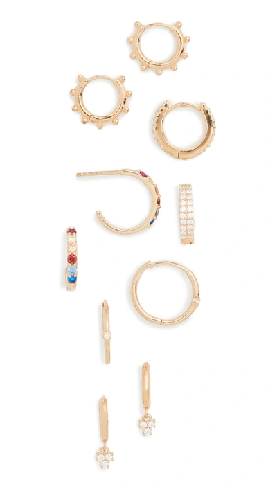 Shop Baublebar Liza 18k Gold Vermeil Huggie Hoop Earring Gift Set In Multi/clear