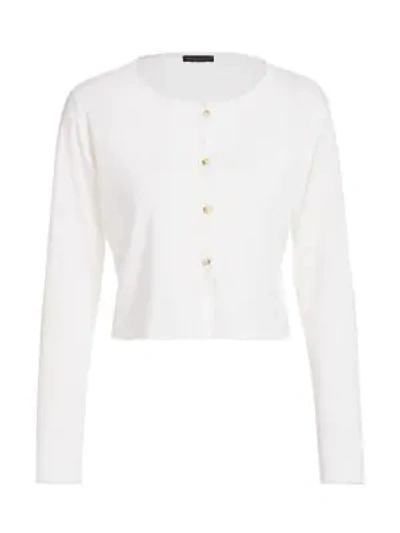 Shop Fabiana Filippi Cropped Cashmere & Silk Cardigan In White