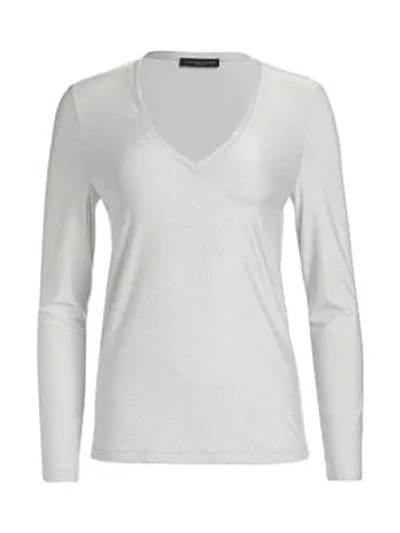 Shop Fabiana Filippi Lurex Jersey Knit Long-sleeve Shirt In Silver