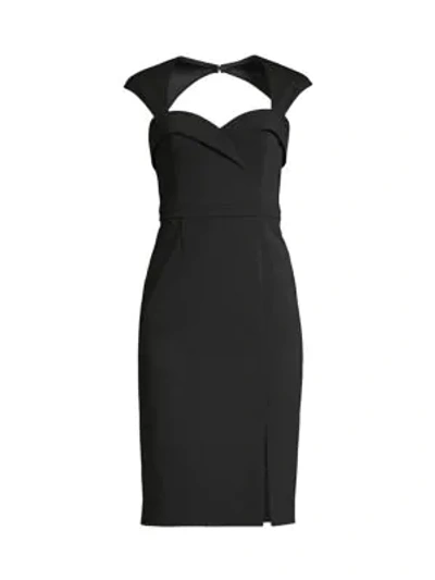 Shop Aidan Mattox Cap-sleeve Cocktail Dress In Black