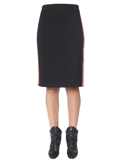Isabel Marant Étoile Dridget Striped Stretch-knit Pencil Skirt In Black