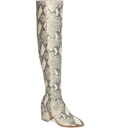 Shop Steve Madden Jacey Over The Knee Boot In Natural Snake Print