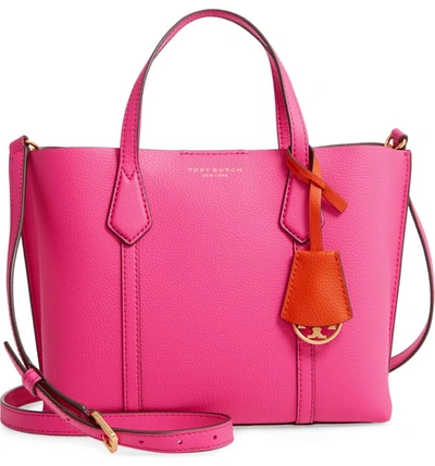 Shop Tory Burch Small Perry Triple Compartment Leather Satchel In Crazy Pink